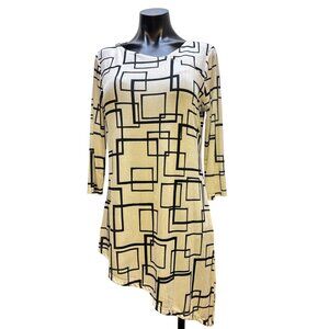 NWT Vecceli Italy Asymmetric Tunic Blouse Black & White S